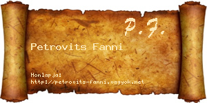 Petrovits Fanni névjegykártya